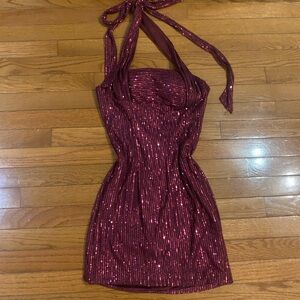 Amazon Burgundy Sequin Mini Dress